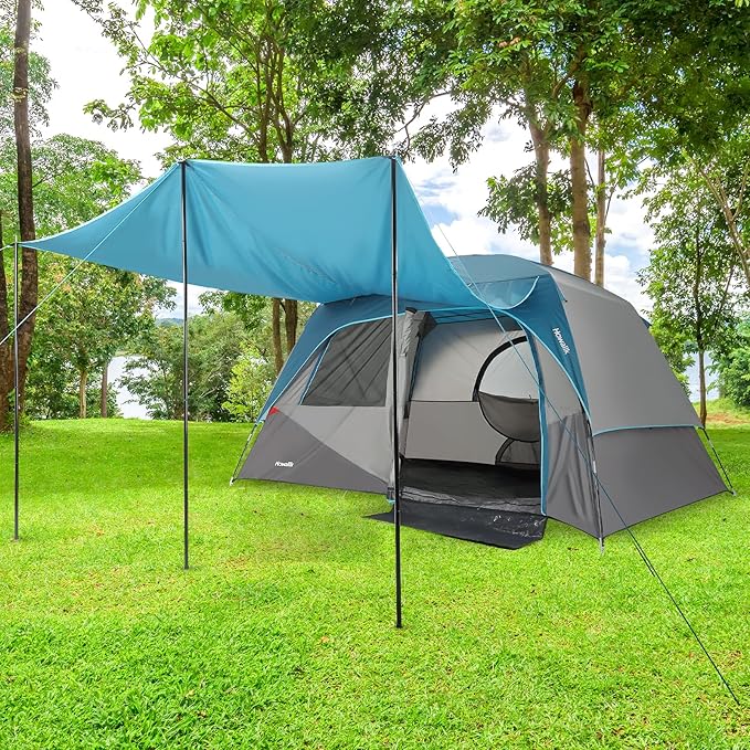 Camping Tent, Tent for Camping, Easy Set up Camping Tent for 6 Person Outdoor Traveling, Light Blue