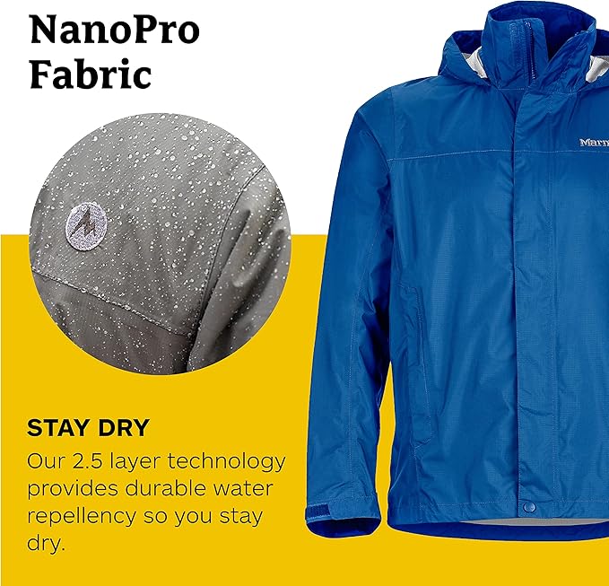 MARMOT Men's Precip Eco Waterproof Rain Jacket - 100% Recycled, Breathable, Lightweight, Packable Raincoat