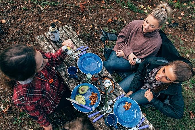Stansport 24-Piece Enamel Camping Tableware Set