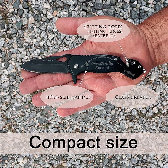Retirement Gifts for Men who love Fishing - Engraved Pocket Knife for a Fisherman - Ofishally Retired - Funny Retirement Gifts Idea for a Fisherman - Happy Retirement 2023 (O-FISH-ally Retired)