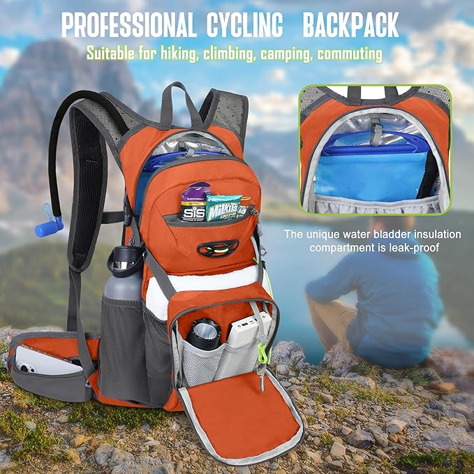 N NEVO RHINO Hydration Backpack, Hydration Pack Hydropack, Water Backpack Insulated Hiking Backpack with 3L Water Bladder for Hiking