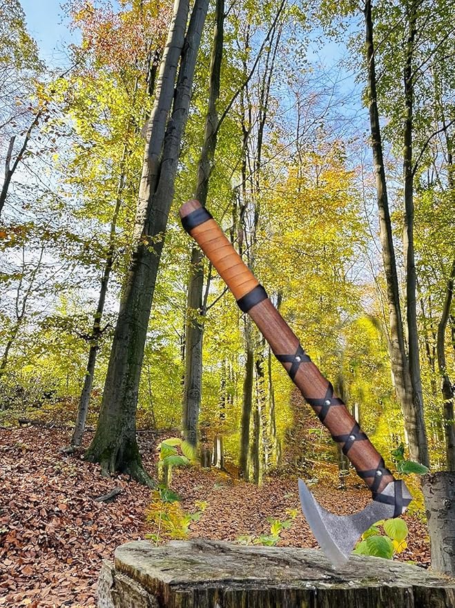Handmade Viking Axe Real Carbon Steel Axe with Leather Sheath Camping Bearded Axes & Hatchets Hunting Axe Valentine's Day Gift, Camping & Hiking | Knives & Tools | Birthday Gift for him (VK-Ax-20)