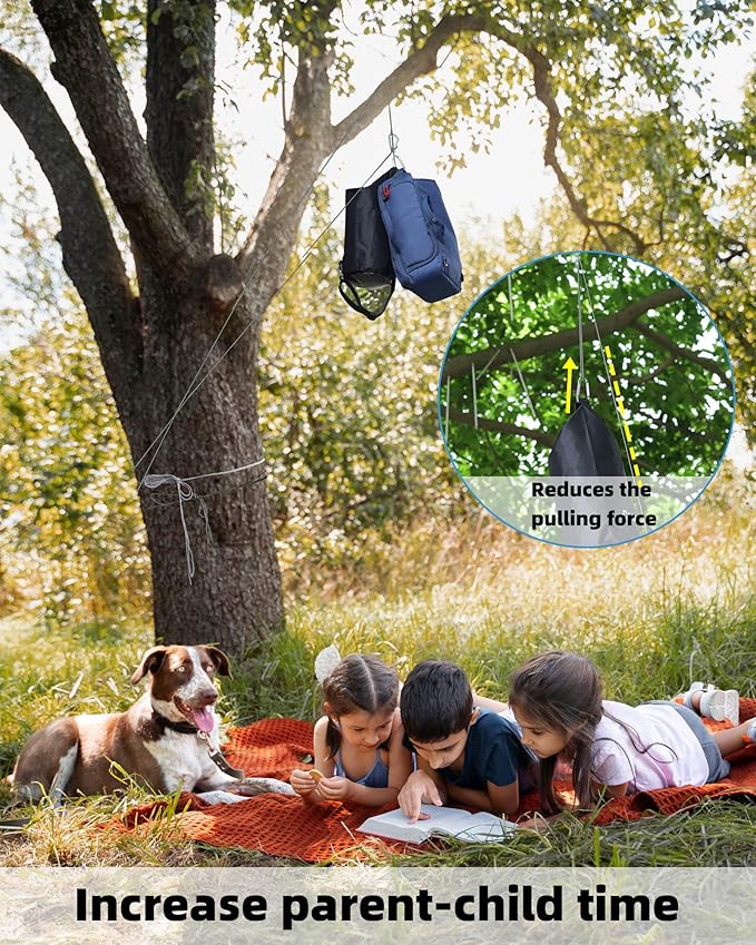 Bear Food Bag Hanging System, Easy to Throw Ultralight Bear Bag Kit for Camping with a 10L Waterproof Bear Bag Backpacking, Survival Utility Rope, Carabiner, sock and Instructions