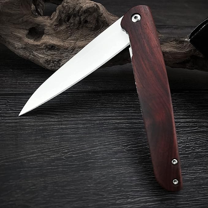 HUAAO 8.5’’ Folding Knife, Pocket Knife with Clip, Liner Lock, Flipper Open, for Hunting Survival Hiking Camping