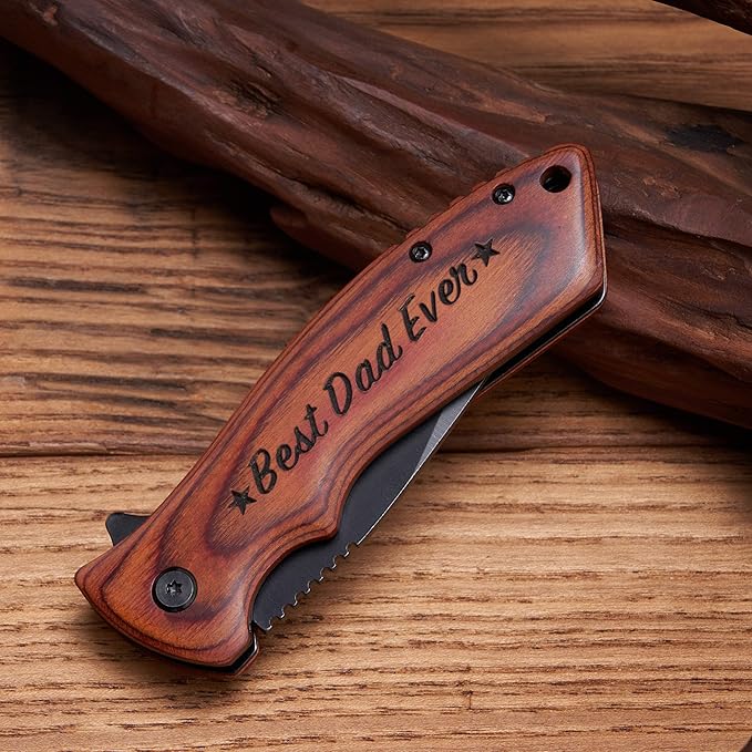 Personalized Engraved Pocket Folding Knife for Dad from Daughter Son - for Birthday Fathers Day Christmas Thanksgiving - Men Unique Camping Fishing Hunting Knives for Him