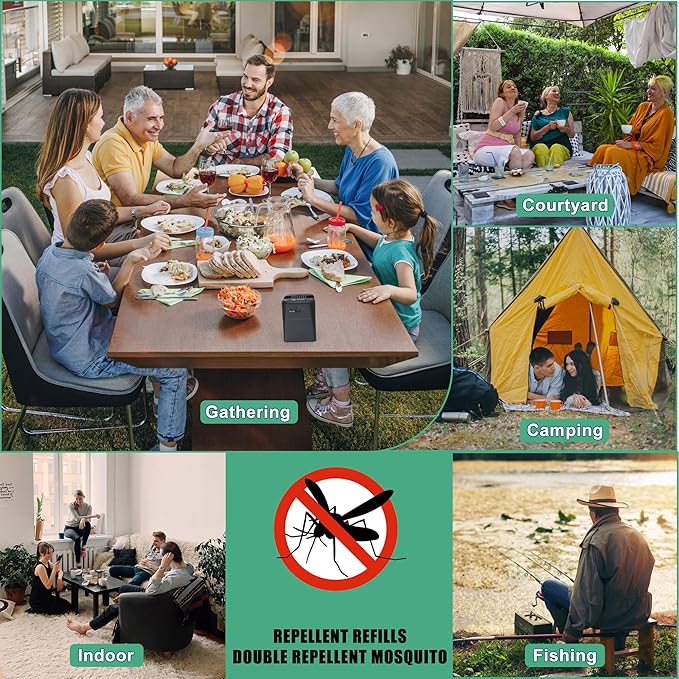 Mosquito Repellent Outdoor Patio, Rechargeable Mosquito Repeller Indoor with 20' Mosquito Protection Zone, for Camping