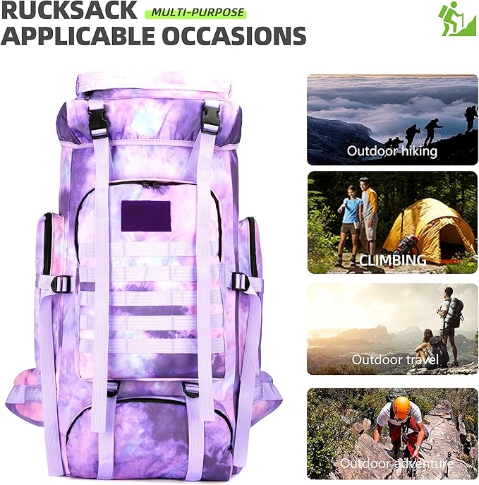 70L Camping Hiking Military Tactical Backpack Outdoor Water-Repellent Adjustable Sport Bags