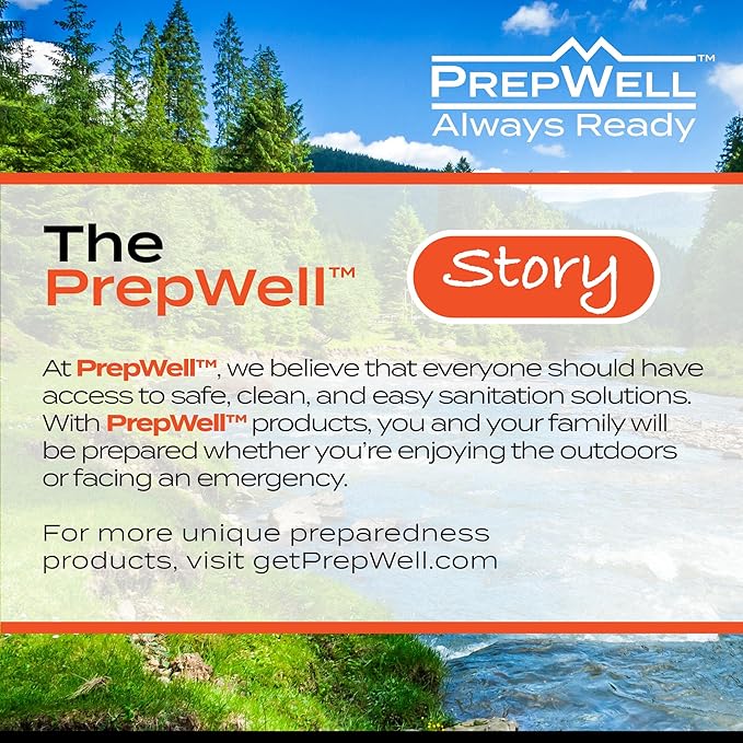 PrepWell Disposable Toilet Bags with Super Absorbent Pad (20 Count)-Leak Resistant-Universal Size Fits Any Portable Toilet or Bucket- Eliminates Odors- Great for Outdoors and Emergencies
