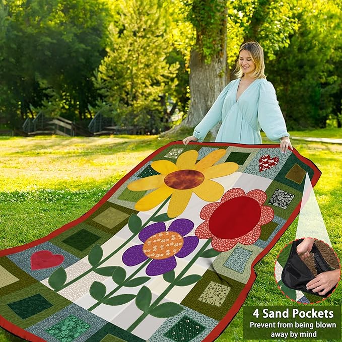 Picnic Blankets Beach Blanket 80" X 60" Extra Large Waterproof Camping Blankets Portable Outdoor Mat 3-Layer blanket for Beach, Hiking, Park, Music Festival, Grass Lawn,Travel