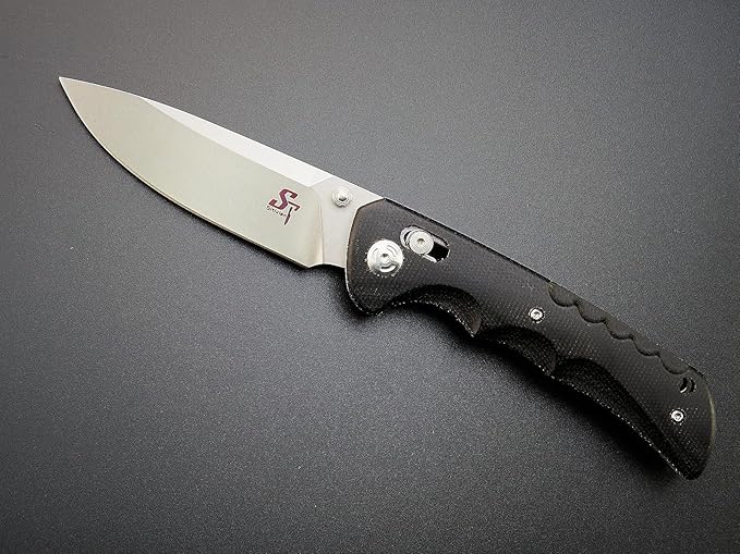 Sitivien ST110 Folding Knife, D2 Blade and Micarta Handle Pocket Knife, EDC Tool Knife with Pocket Clip for Outdoor Camping Hiking Survival(Black) …