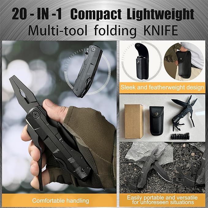 Folding multitool knife-Multipurpose outdoor pocket pliers multitool-Fishing multitool-Tactical,Outdoor,Camping,Hunting Multitool knife-Gift for Father, Grandfather,Husband, Boyfriend,Uncle