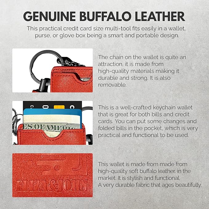 Genuine Leather Keychain and Multitool 3 PC Set by ELIZA&JOHN