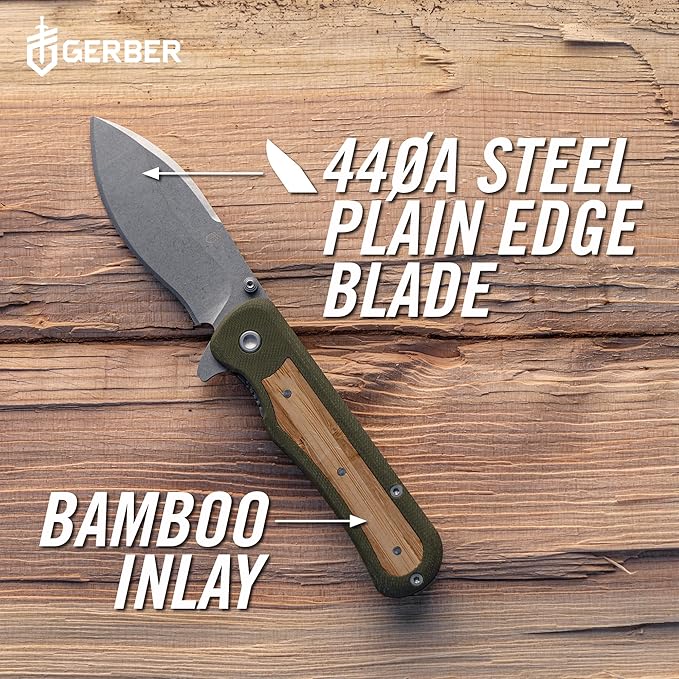 Gerber Gear Confidant Pocket Knife - 3.2" Drop Point Blade Folding Knife - EDC Gear and Equipment - Jade and Black Bamboo