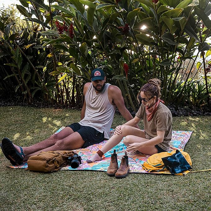 Nomadix Festival Blanket - Perfect for Picnics, Camping, & Lawn Seating - Plush Top & Water Resistant Base - Made with Post Consumer Recycled Materials - Jungle - 60x70