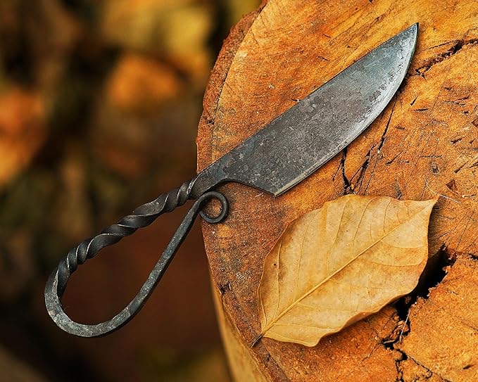 Handmade Viking knife - Hand Forged Celtic Pocket Knife - EDC Full Tang Predator Hunter Camping Knife - Hardened Blade Vintage Art Collection - Carbon Steel Necklace Knife with Sheath