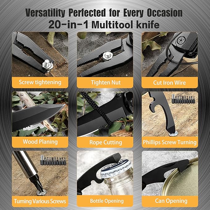 Folding multitool knife-Multipurpose outdoor pocket pliers multitool-Fishing multitool-Tactical,Outdoor,Camping,Hunting Multitool knife-Gift for Father, Grandfather,Husband, Boyfriend,Uncle