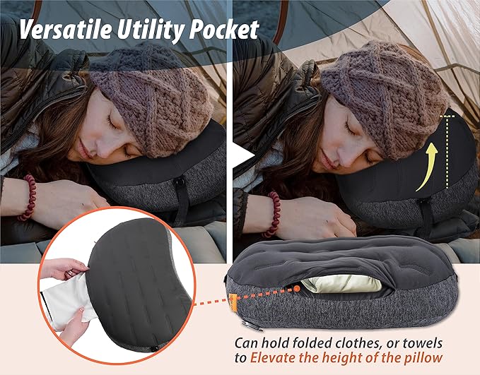 TREKOLOGY Ultralight Inflatable Camping Pillow - Compact & Comfortable Blow Up Pillow for Backpacking, Hiking, and Travel - Aluft Plus Series