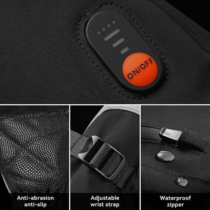 Heated Mittens Gloves for Women Men 7.4V 22.2WH Electric Rechargeable Waterproof Ski Gloves for Winter Work Skiing Snowboarding Hiking Fishing Camping