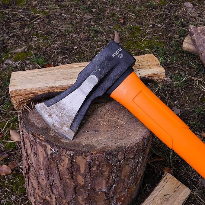 KSEIBI 36-Inch Splitting Axe - Forged Carbon Steel, Wood Splitter & Kindling Axe for Chopping, Heavy-Duty Maul with Ergonomic Fiberglass Handle, Shock Reduction, Anti-Slip Grip