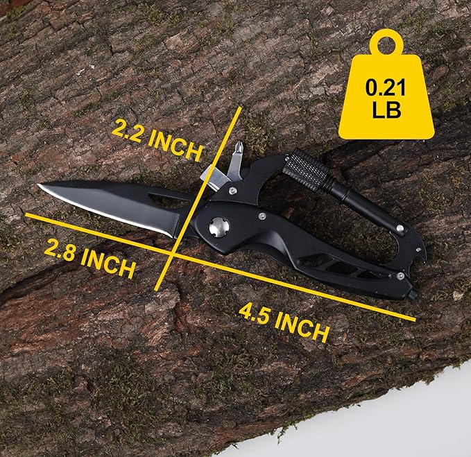 Mens Gifts, Women Gifts - 6 in 1 Multitool Carabiner, Ideal Gift For Outdoor Enthusiasts - Birthday Gifts for Men Women - Excellent Gifts for Camping, Hiking