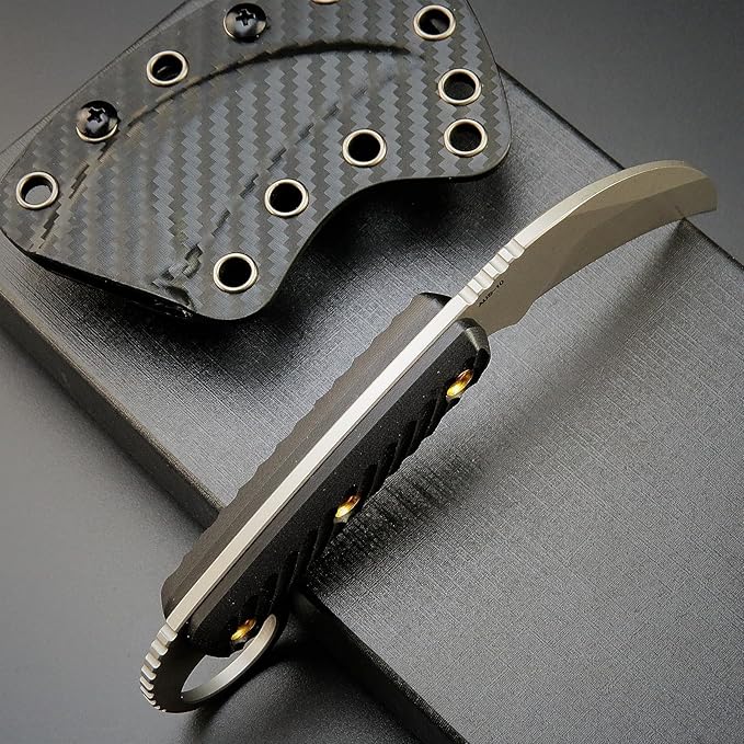 C1395 Fixed Blade Knife,AUS-10 Stonewashed Steel Blade G10 Handle Claw Knife EDC Tool Knife for Outdoor, Survival, Hiking, Camping(Silver)