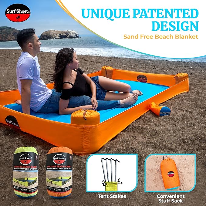 Sandproof Beach Blanket - Oversize Large Outdoor Picnic Blanket for Beaches & Camping - Portable Family Beach Blanket Waterproof Sandproof for Parks, Travel, Vacation Essentials (Yellow)