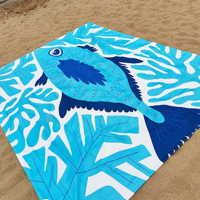 Large Beach Blanket Waterproof Sandproof 108"x 82" for 1-6 Adults,Quick Drying Beach Mat,Lightweight & Durable,Beach Essentials for Family Beach Camping Travel Picnic