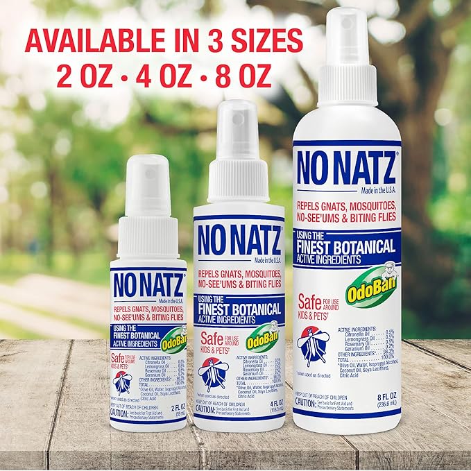 No Natz Botanical Bug Repellant, Effective for Gnat, Mosquito, and Biting Flies, Hand-Crafted and DEET-Free, Non-Greasy Formula, 4 Ounce Spray Bottle, 2-Pack