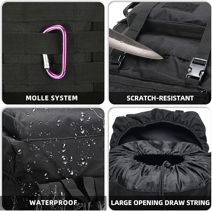 70L Camping Hiking Military Tactical Backpack Outdoor Water-Repellent Adjustable Sport Bags