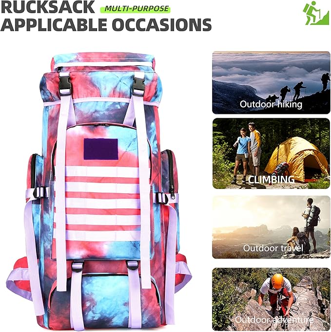 70L Camping Hiking Military Tactical Backpack Outdoor Water-Repellent Adjustable Sport Bags