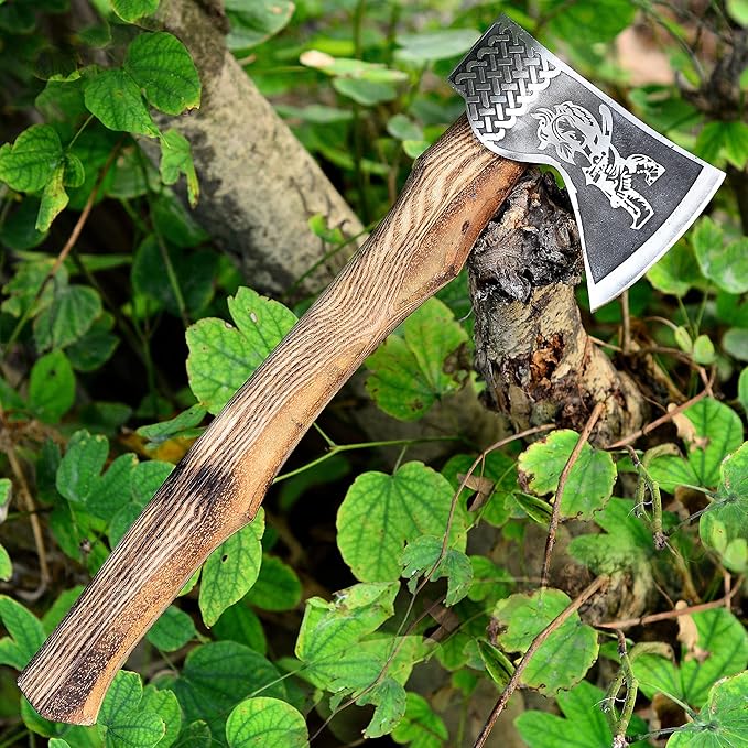 AX-4017 Custom Handmade Viking Hatchet Axe Carbon Steel Head Bearded Camping Tomahawk Battle Ax with Sheath