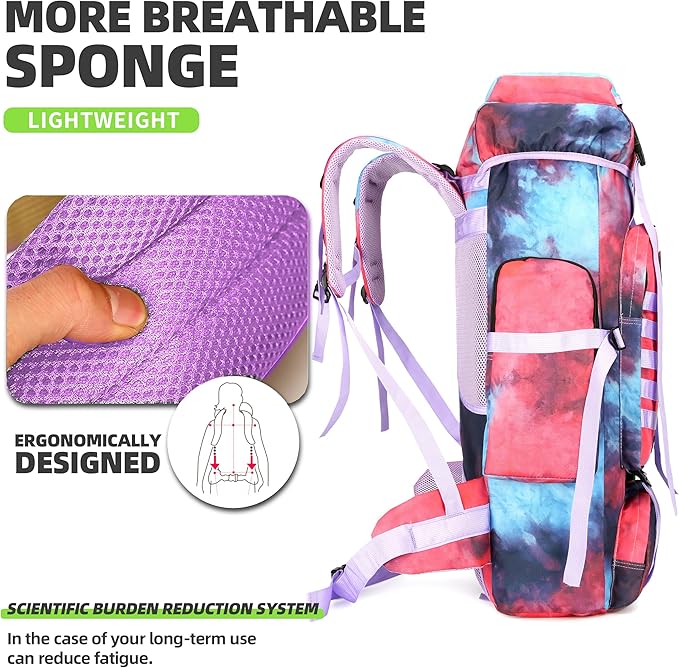 70L Camping Hiking Military Tactical Backpack Outdoor Water-Repellent Adjustable Sport Bags