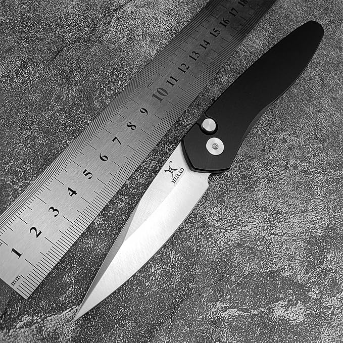 HUAAO 6.89 Inch Outdoor Folding Knife, D2 Clip Point Blade Black T6-6061 Aviation Aluminum Handle With Pocket Clip, Hunting Survival Everyday Carry Knives
