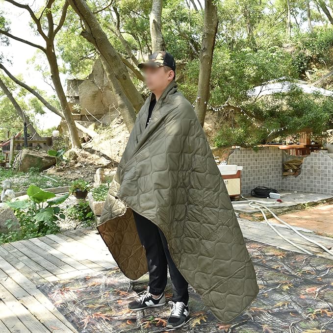 Poncho Liner Military Woobie Outdoor Camping Woobie Blanket for Travel, Beach, Grass, Picnic, Car Emergency, Outdoor, Survival