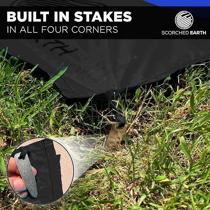 Pocket Blanket for Beach, Travel, Outdoor, Camping, Hiking, Picnic, Festival, Sports - Water Resistant, Compact, Durable Tarp, Corner Pockets, Bag, Built in Stakes (Royal Blue, 60x55)