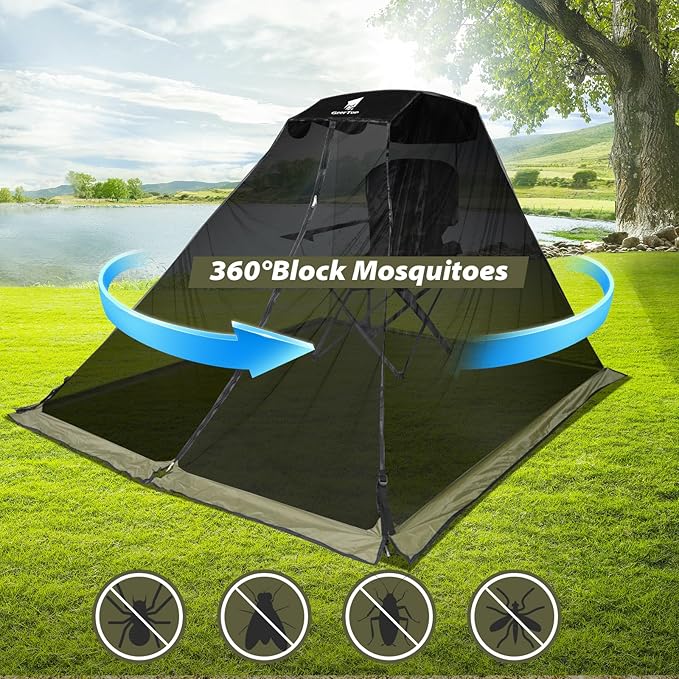 GEERTOP Portable Ultralight Mosquito Net for Camping Chairs with Canopy Shade, Mesh Screen with Zipper – Backpacking Hiking Hunting Fishing