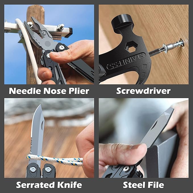 Gifts for Men Dad,14 in 1 Hammer Multitool Pliers Bottle Opener Screwdrivers,Camping Survival Gear,Cool Gadgets for Hiking Outdoor,Anniversary Birthday Gifts Christmas Stocking Stuffers for Men Boys