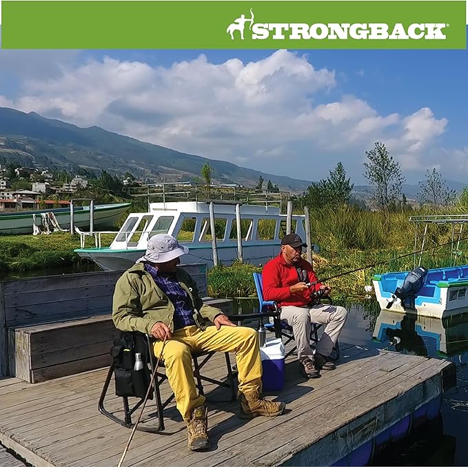 STRONGBACK Director with Innovative Lumbar Back Support Heavy Duty Camping Chair with Side Table