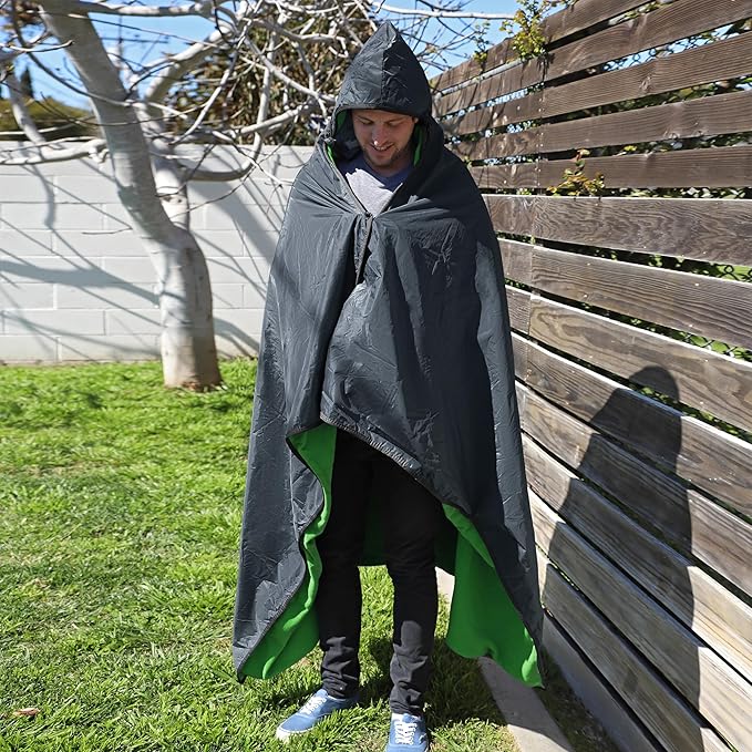 Catalonia Waterproof Blanket for Outdoor, Hooded Blanket Poncho, Windproof, Warm for Stadium,Sporting Events, Camping