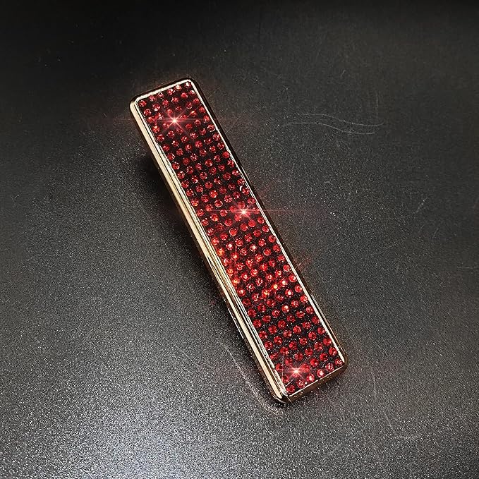 Rhinestone Lighter Electric Lighter Rechargeable Bling Glitter USB Lighter Flameless Girls Lighter for Women (red)