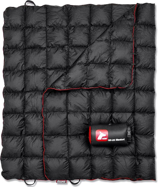 Horizon Hound Down Camping Blanket - Outdoor Travel Blanket | Sustainable Insulated Down | Lightweight & Warm Quilt for Camping, Stadium, Hiking & Festival | Water Resistant, Packable & Compact