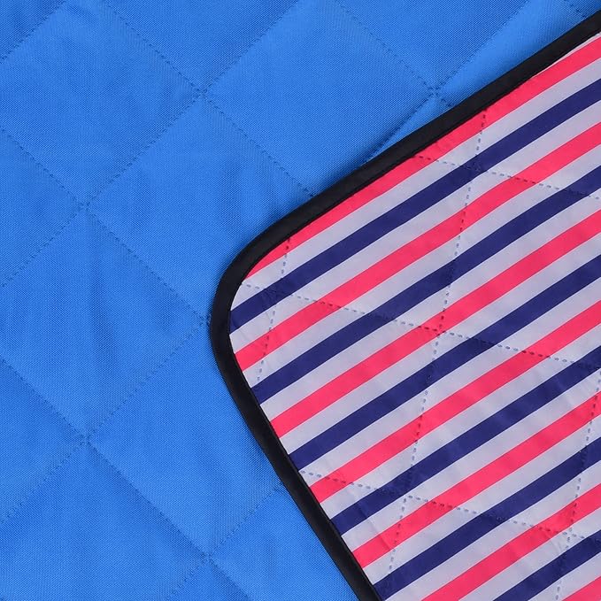 Beach Blanket Sand Proof & Outdoor Picnic Blanket - Water Resistant, Large Mat for Camping or Travel. Washable, Foldable, Easy Carry Compact Tote Bag Stripes (Red/White/Blue)