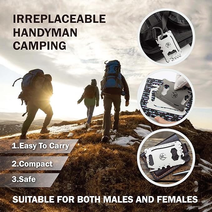 Pocket Tool - 17 in 1 Titanium Credit Card Size Multi-Tool for Quick Repairs and camping. Slim, Minimalist Card Wallet Tool Card. Gifts for Dad, Husband, Men.