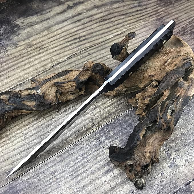 HUAAO 11.6’’ Fixed Blade Knife with Sheath, Japanese Knife with Ebony Handle, Katana Full Tang Knife for Hunting Camping Survival (Drop Point Blade)