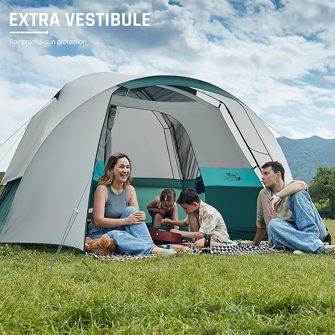 Tents for Camping 6/8/10/11 Person Large Camping Tent with Porch Big Tent with Rainfly & Reflective Windproof Rope Portable with Carry Bag for Family Camping & Hiking
