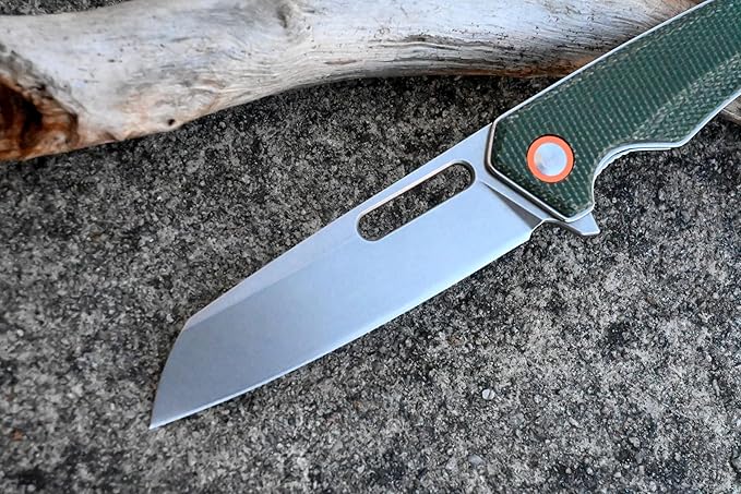 Green Micarta Handle Folding Knife- Everyday Carry Knife for Men and Women - Indoor or Outdoor-Camping and Hunting knife-D2 steel Blade knives