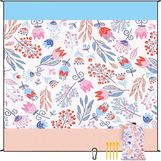 Beach Blanket Waterproof Sandproof Extra Large Beach Mat 79" X 83"/120"x108"for 1-8 Adults Quick Drying Durable Outdoor Picnic Mat for Beach Travel Camping Hiking