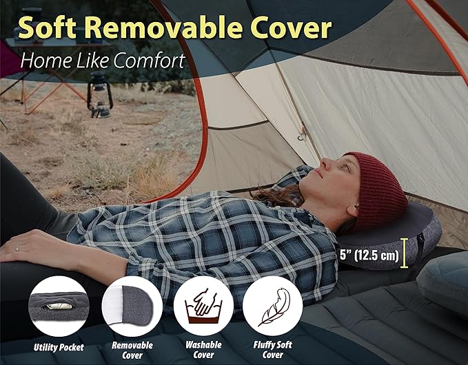 TREKOLOGY Ultralight Inflatable Camping Pillow - Compact & Comfortable Blow Up Pillow for Backpacking, Hiking, and Travel - Aluft Plus Series