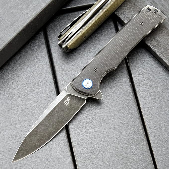 Eafengrow EF973 Folding Knife, D2 Steel Blade Micarta Handle Scale Pocket Knife Folder for Working Camping Hiking EDC Tool Knife(black)