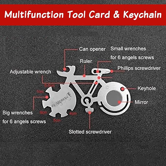 Bicycle 10-in-1 Multitool Card Every Day Carry Pocket Tool, Father’s Day Gift, Bike Lovers, Fits on Keychain, Stocking Stuffer Christmas Gift For Dad & Men - Under 10 Dollars